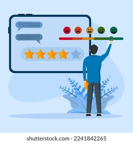 Rating service concept, User feedback and website rating Customer feedback, non commercial product evaluation, review website, experience sharing flat design modern illustration