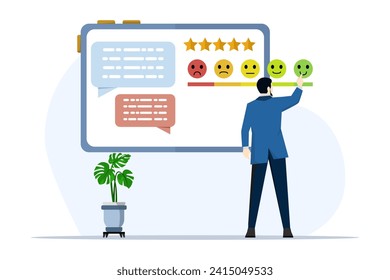 Rating service concept, user feedback and website ratings Customer feedback, non commercial product evaluation, website review, sharing experiences flat design modern illustration.