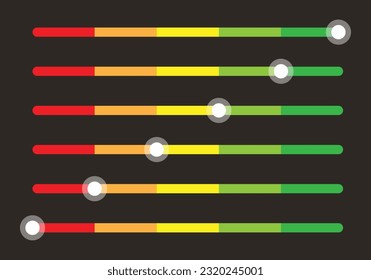 rating slider worst to best. Feedback slider or level scale for rating happy neutral sad angry emotions. five expression levels. 5 rating levels. Vector illustrations