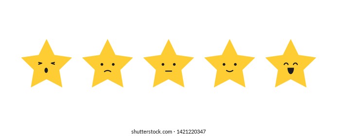 Rating star concept client feedback, customer review. Survey for marketing service. Vector flat design