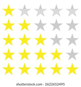 Ensemble d'icônes d'étoiles de classement, icônes de commentaires. icônes de classement et de commentaires sur fond blanc. Étoile, étoile de classement, icônes, symboles, Image vectorielle. Idéal pour les applications, les sites web, les produits et les services présentant des classements.