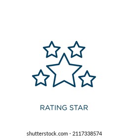 rating star icon. Thin linear rating star outline icon isolated on white background. Line vector rating star sign, symbol for web and mobile