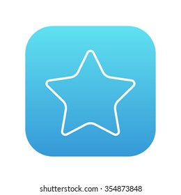 Rating star line icon for web, mobile and infographics. Vector white icon on the blue gradient square with rounded corners isolated on white background.