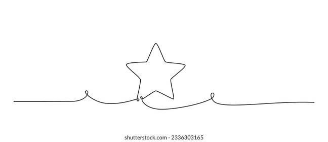 Rating star one single hand drawing line. Vector stock illustration isolated on white background for design top review feedback web page bar, restaurant, hotel, vote. Editable stroke. EPS10