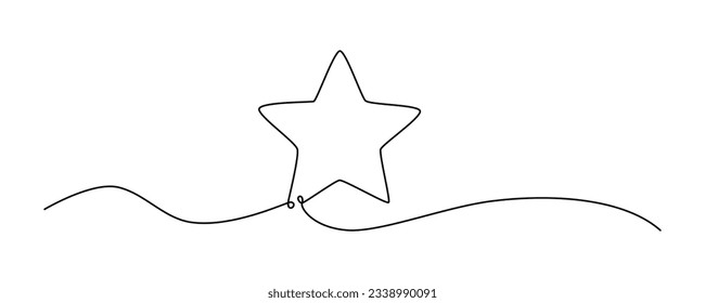 Rating star one single hand drawing line. Vector stock illustration isolated on white background for design top review feedback web page bar, restaurant, hotel, vote. Editable stroke. EPS10