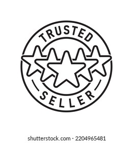 Rating Stars with badge for Minimalist Trusted Seller Stamp Icon Logo Design, badges, quality product guarantees.