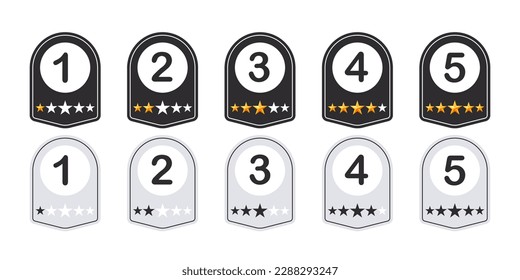 Rating stars badges. Customer review stars. Rate icons set. Feedback icons. Vector scalable graphics
