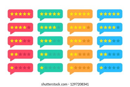 Rating stars badges. Feedback or Rating. Rank, level of satisfaction rating. Five stars customer product rating review.Vector illustration
