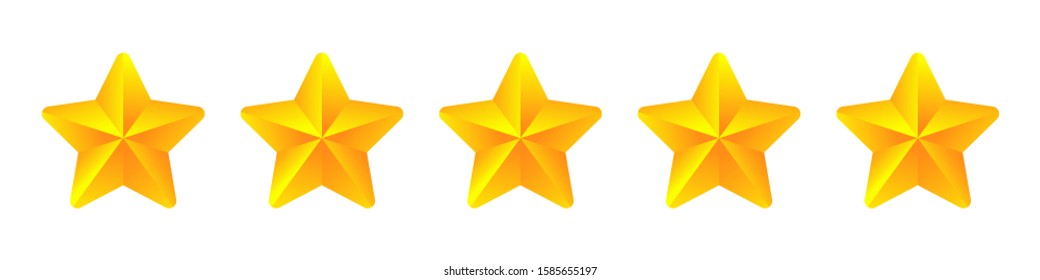 Rating stars bar, Isolated vector clip art. Golden shiny review symbol.