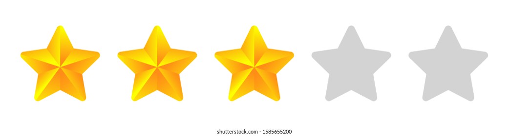 Rating stars bar, Isolated vector clip art. Golden shiny review symbol.