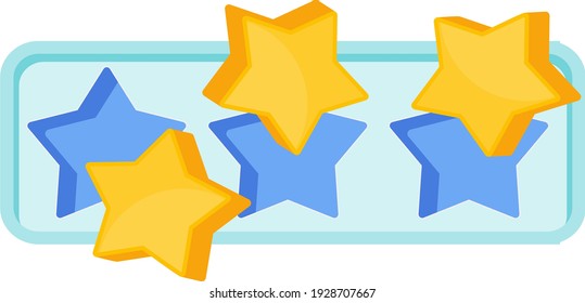 Rating stars. Feedback and evaluation, degree of satisfaction with product or service on social network and on website. Flat cartoon illustration. Objects isolated on white background.