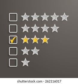 Rating stars with frames on the dark background. Eps 10 vector file.