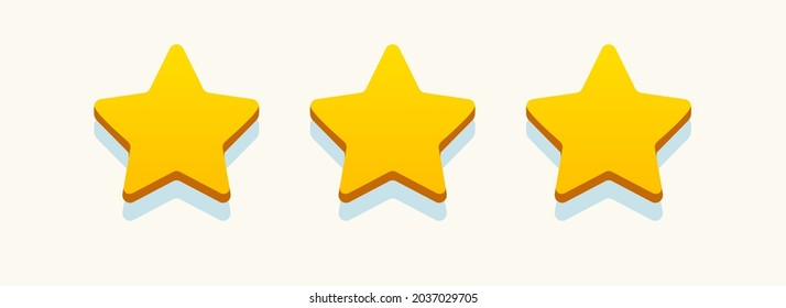 Rating stars gold color realistic style for feedback, satisfaction rating level, review and evaluation of service or good, client comment concept, consumer experience. Vector Illustration 10 eps
