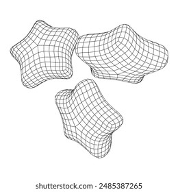 Rating stars icon for review product. Wireframe low poly mesh vector illustration