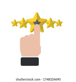 Rating stars icon set. Five stars customer product rating review flat icon for apps and websites.