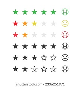 Diseño de vectores de conjunto de iconos de estrellas de clasificación.