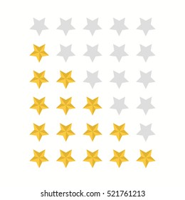 Rating stars icon set.Gold star icon set in flat style isolated on a white background