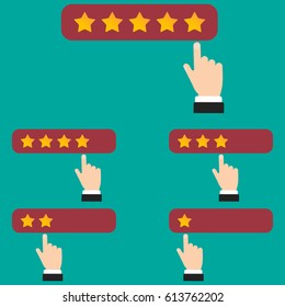 Rating stars isolated on blue. Vector illustration.