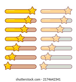 Rating stars isolated on white. Different ranks from one to five stars. Golden stars. Vector illustration.