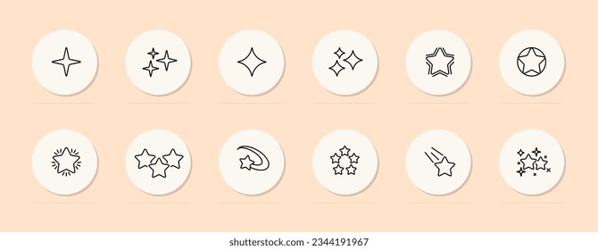 Rating with stars line icon. Favorites, like, highest score, rating. Pastel color background. Vector line icon