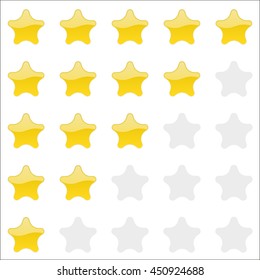 Rating stars panel. Customer review, vote navigation bar. Vector satisfaction level symbol