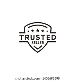 Rating Stars with Protect Shield for Minimalist Trusted Seller Stamp Icon Logo Design