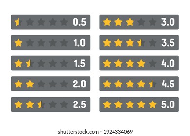 rating stars set, customer feedback five star template