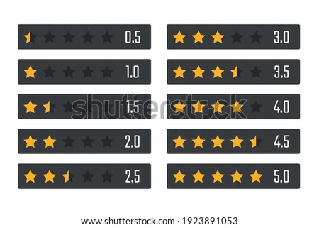 rating stars set, customer feedback five star template