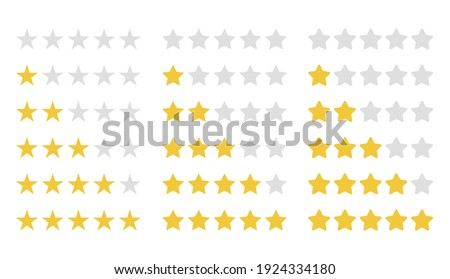 rating stars set, customer feedback five star template