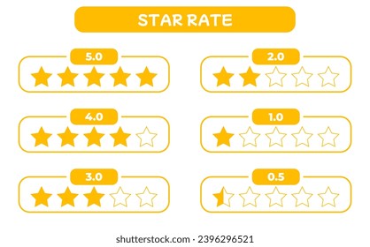 Rating stars set. Feedback evaluation from worst before excellent. Rank quality.