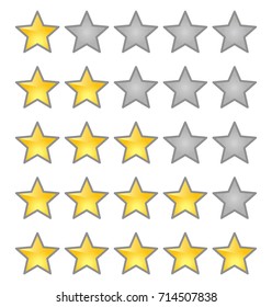 rating stars set gold color, five stars rating set