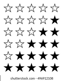 Rating stars set, isolated vector illustration.