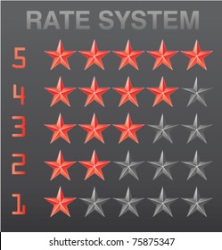 Rating stars set red vector illustration