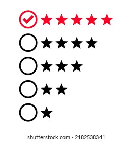 Rating stars set. Stars rating template. select star level. 