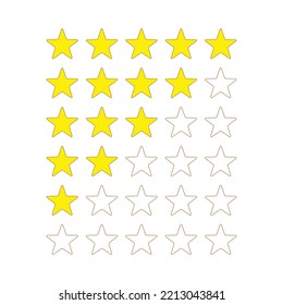 Juego de Estrellas de Calificación. Ilustración vectorial de un sistema de clasificación basado en estrellas.