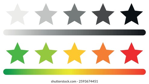 Rating stars set. Vector illustration isolated on clear background.