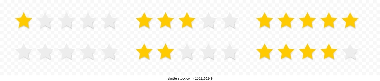 Rating stars. Star rate. valuation system. Satisfaction level. Five stars Rating. Golden stars. Isolated vector graphic EPS 10
