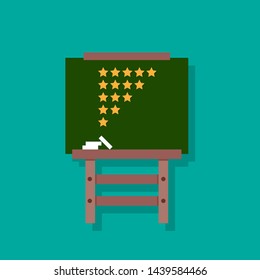 Rating stars vector. Flat design. Rating stars on blackboard