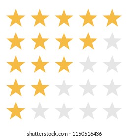 Rating stars vector icon. Five stars customer product rating review flat icon for apps and websites