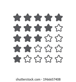 Rating stars vector icon. Five stars customer product rating review flat icon for apps and websites. Five star rating icon vector.