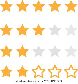 Rating stars vector icon. Five stars customer product rating review flat icon for apps and websites.eps