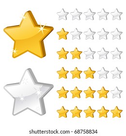 Rating stars for web. 3d vector illustration