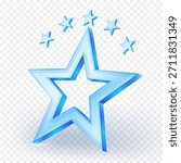 Rating symbol icon representing excellence, quality, success, ranking and reviews on transparent background. Vector illustration.