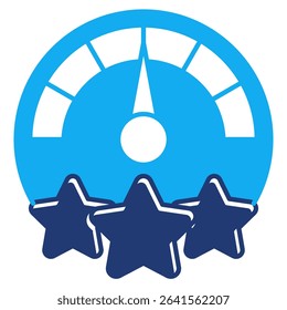 Rating System icon represented by speed meter, stars Dualtone style.
