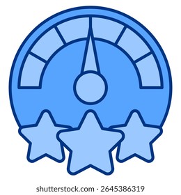 Icono del sistema de clasificación representado por el medidor de velocidad, estrellas de estilo azul.