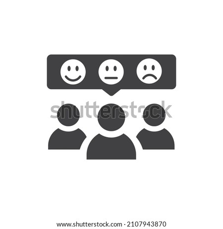 Rating team and smiling, neutral and dissatisfied person to vote.