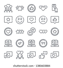 Rating and Testimonials related line icon set. Feedback linear icons. Review and  rating outline vector sign collection.