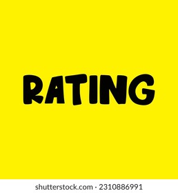 rating text on yellow background.