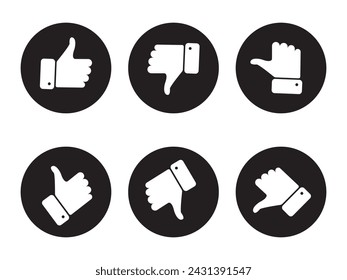 Rating thumb icon set, thumb up, down and to the side sign button, Design Elements for UI.