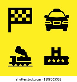 rating, train, taxi and flag vector icon set. Sample icons set for web and graphic design